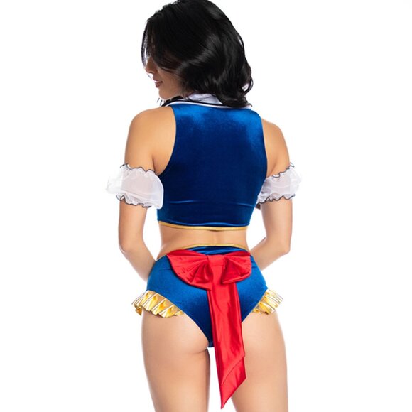 Sexy Snow White Magic Mirror Halloween Costume 3 Piece Set Velvet Arm Cuffs - Picture 2 of 3
